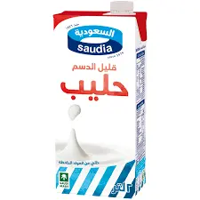 حليب قليل الدسم السعودية 2 لتر . 