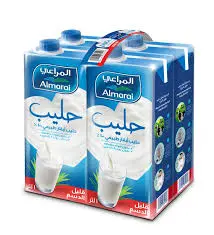 حليب قليل الدسم المراعي 1 لتر ربطة 4 حبة . 